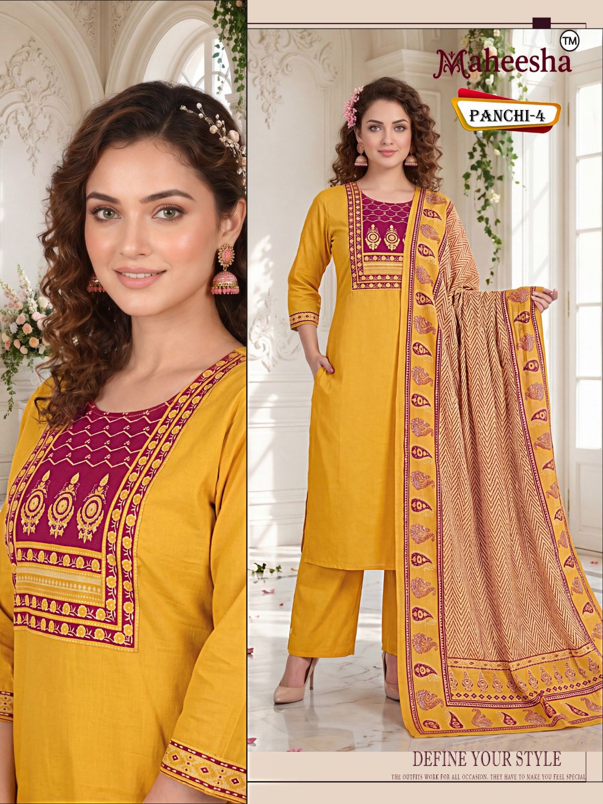 Rani Vastram Women's Ethnic Wear Suit & Bottom Set with Dupatta- Panchi 4
