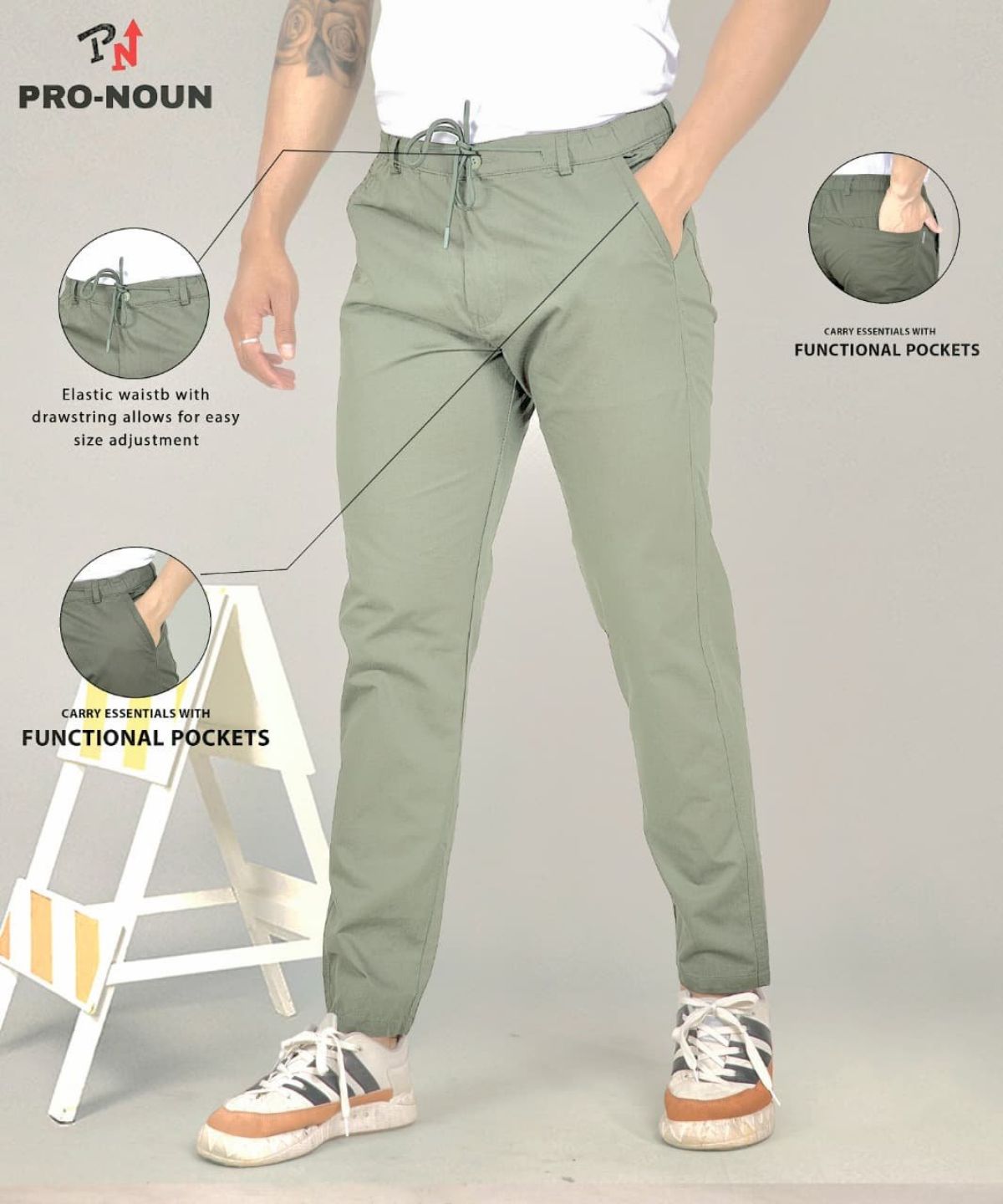 Pro-Noun Men's Lounge Wear Cotton Trackpant- D No- 1715 (4XL-6XL)-Pista Green