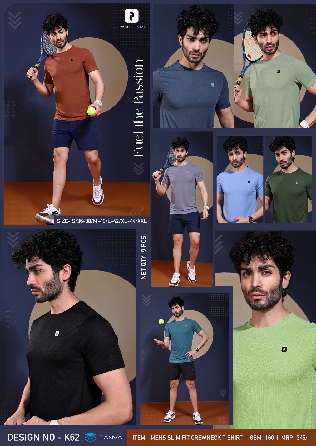 Men's Round Neck Neck Half Sleeves T-shirts - D No K-62
