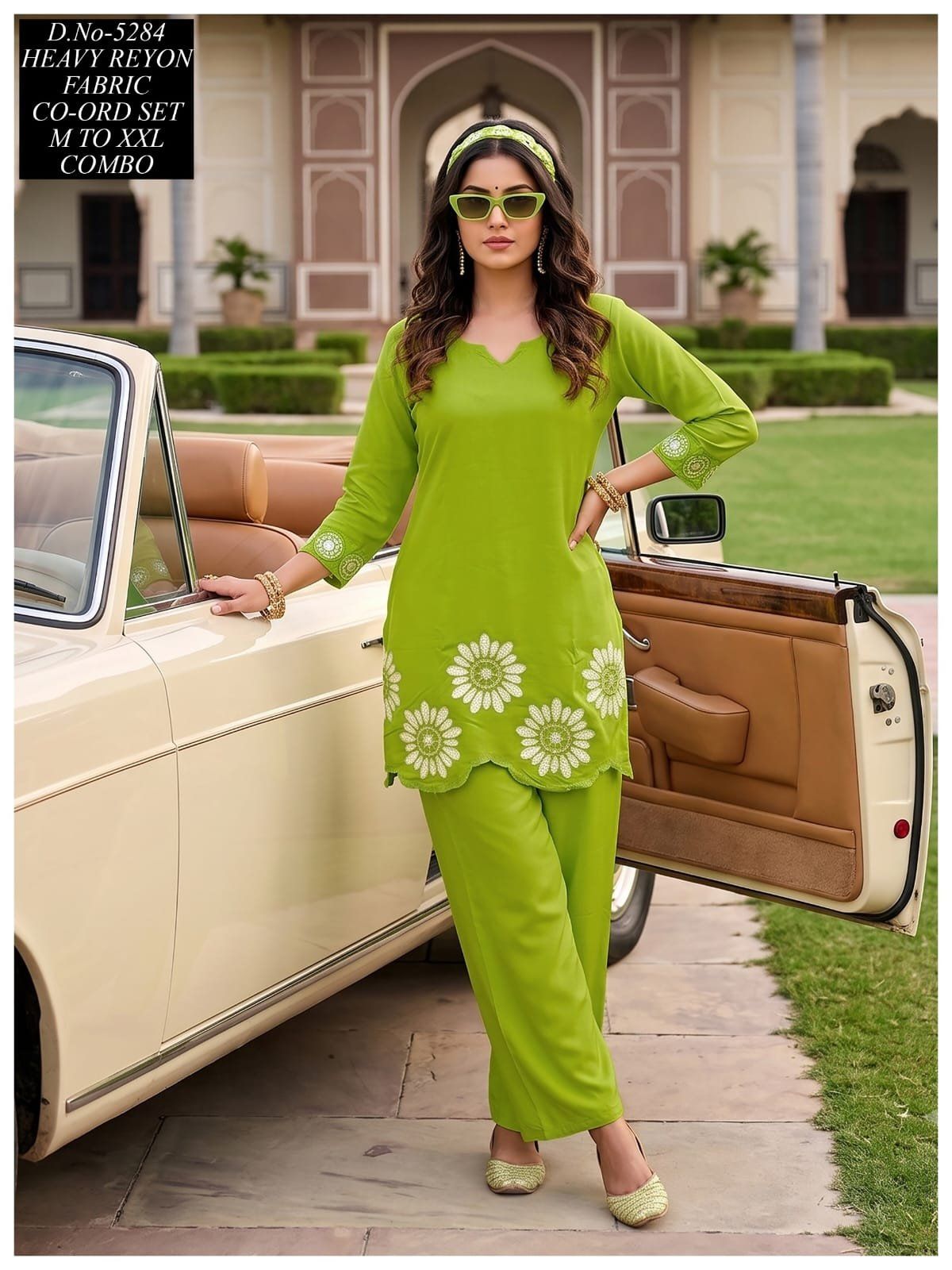 Women's Ethnic Rayon Top Bottom Co-Ord Set- 5284