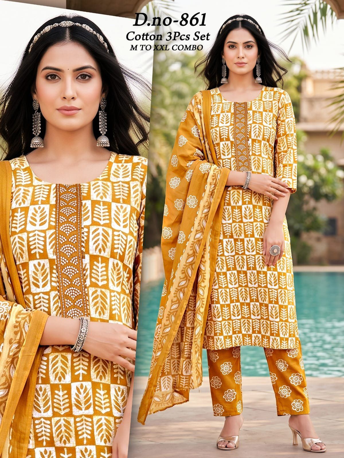 Women's Cotton 3 Pcs Set- 861