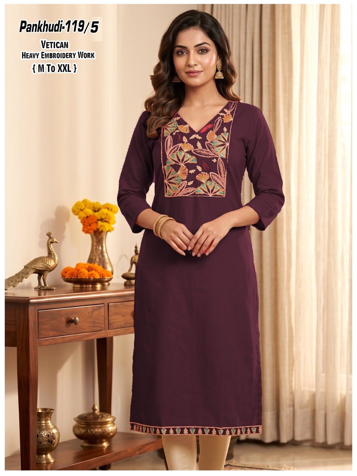 Women's Ethnic Wear Vetican Straight Kurti Pankhudi- 119/5