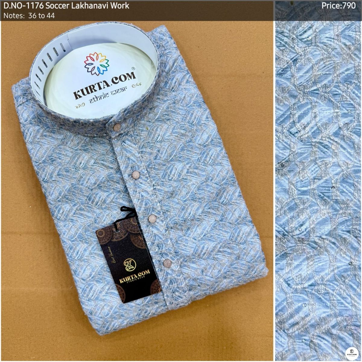 Soccer Lakhnavi Work Kurta Only-1176