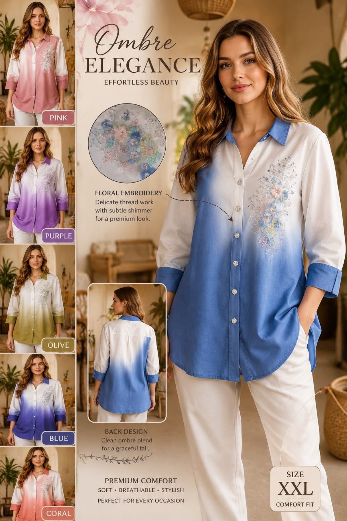 Women's IMP Flower Patch Moti Shirts-474