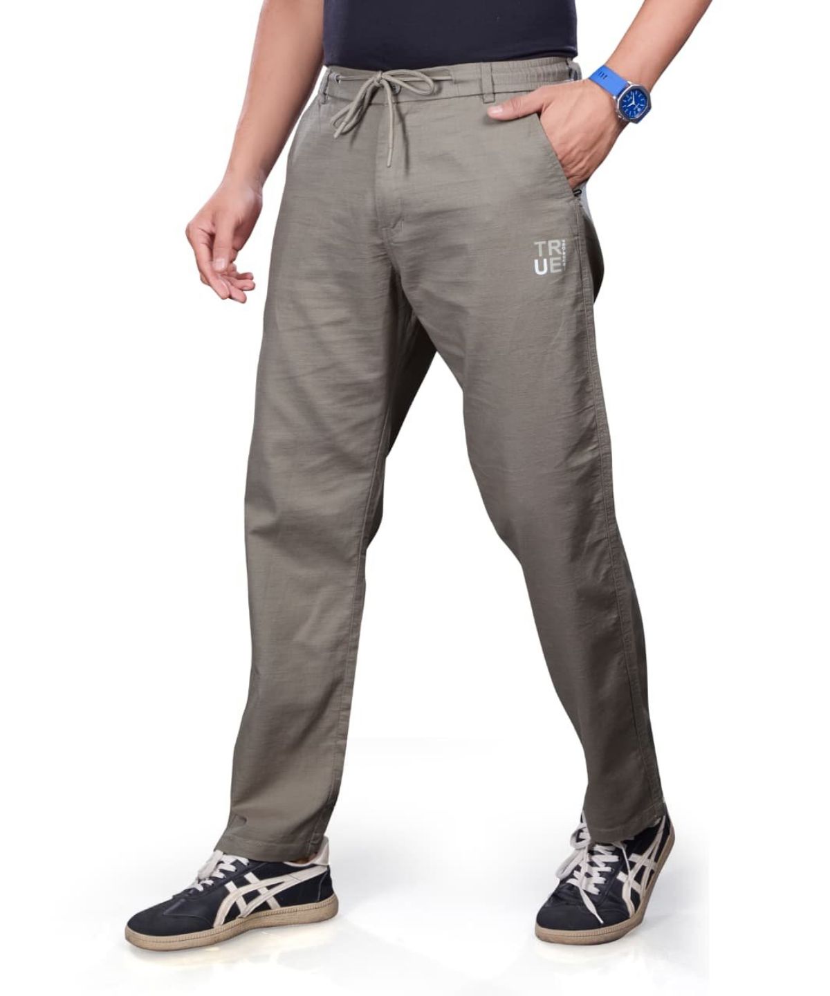 Pro-Noun Men's Lounge Wear Linen Trackpant- D No- 1771-Grey