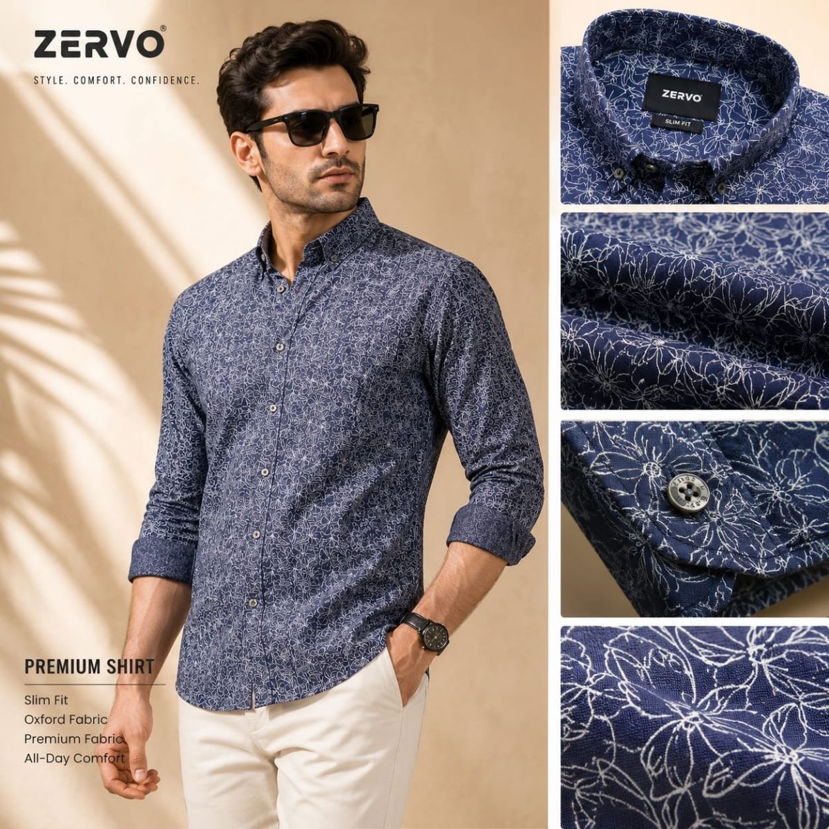 Zervo Men's Cotton Oxford Printed Shirts