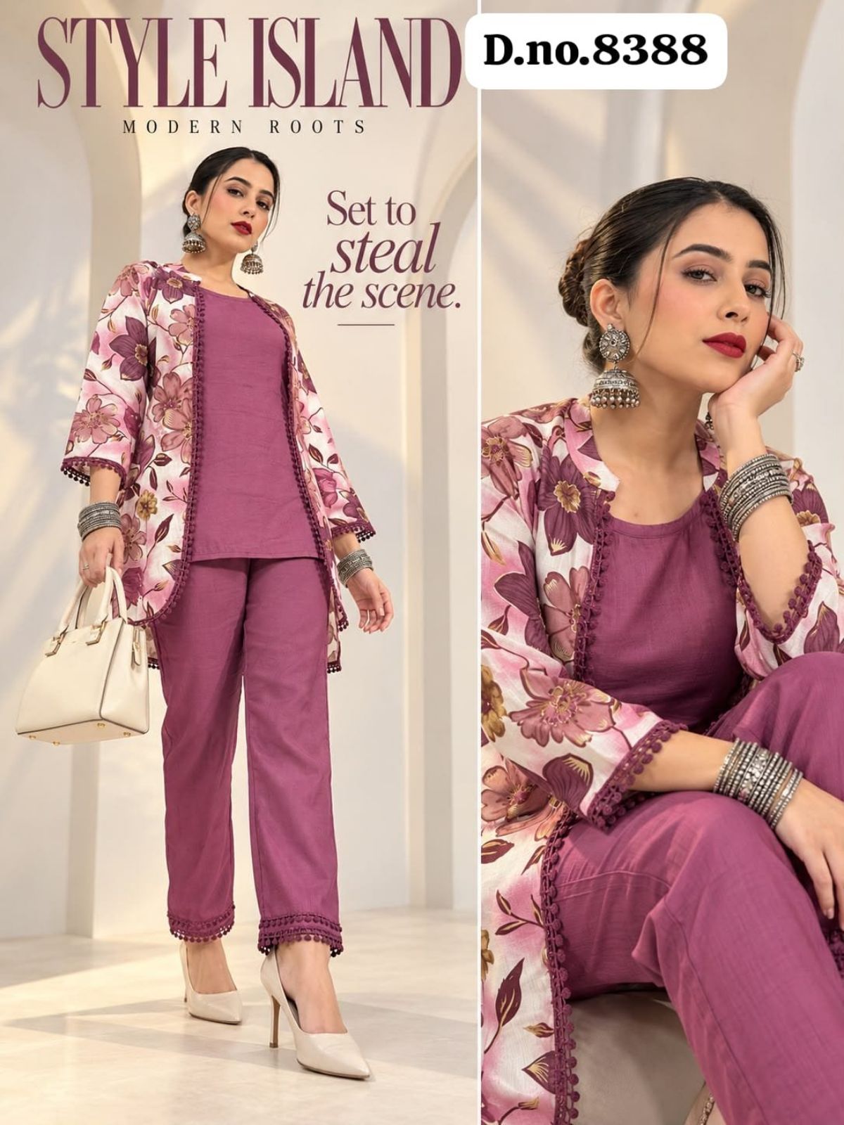 Women's Ethnic Wear Kurta Bottom Set With Separate inner Lace Work D No-8388