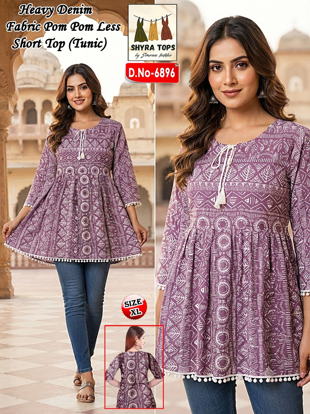 Women's Poly Cotton Short Kurti-6896