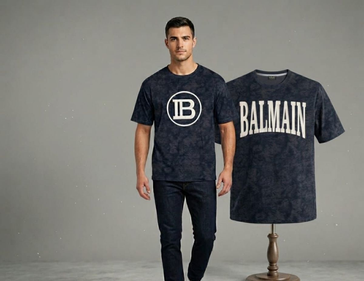 Men's OB BALMIN Chinese Cotton Fabric Down shoulder T-shirt Set By Magic fit - Black
