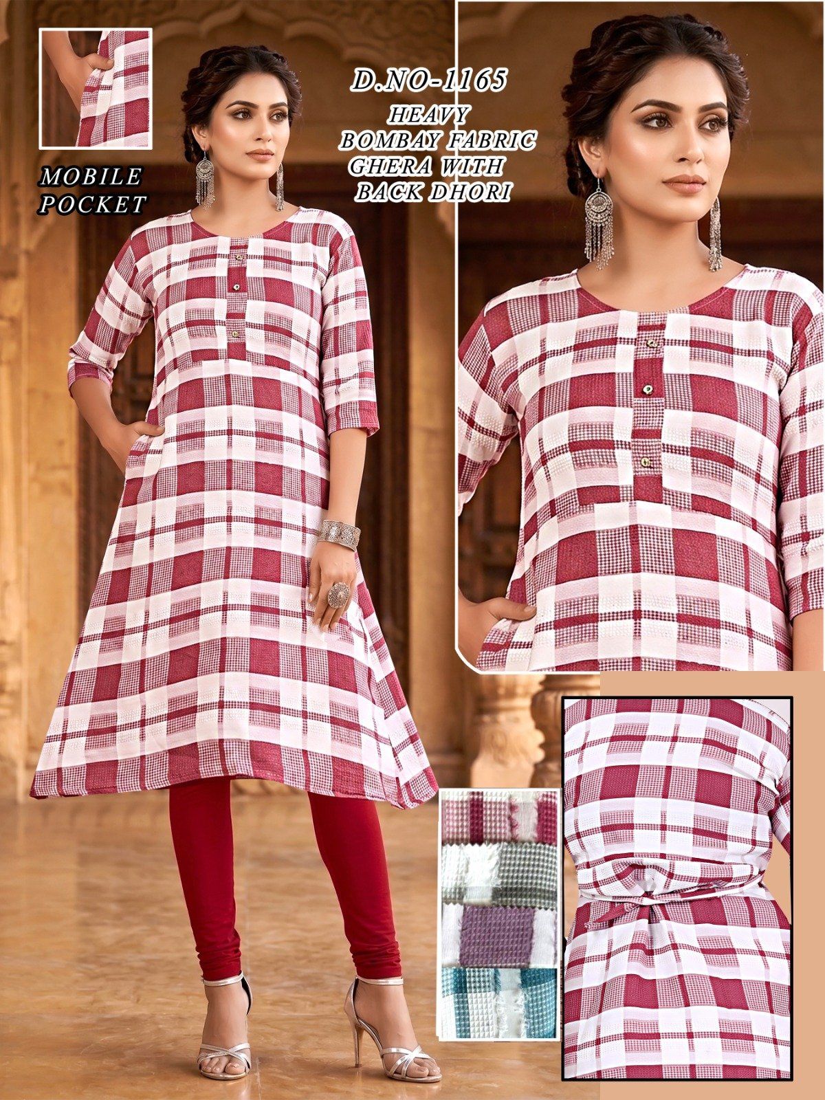 Women's Bombay Ghera With Back Dori and Mobile Pocket Suit-1165