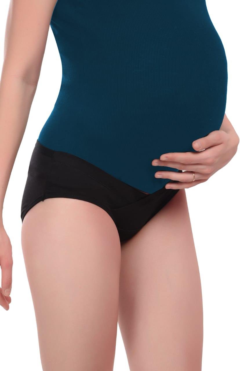 Teusy Woman Low Waist Maternity Panty set-Black