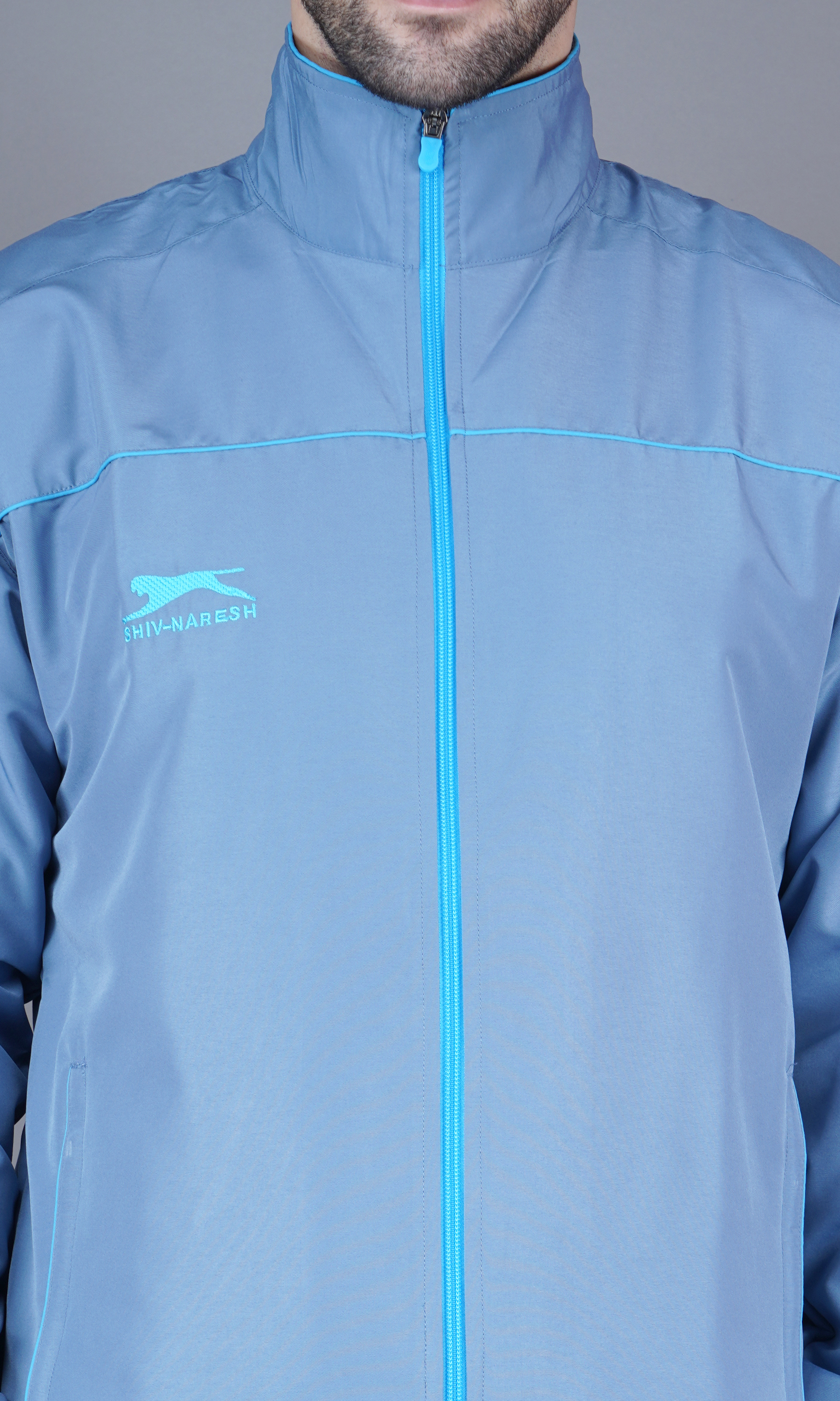 Men's Tracksuit  470B-Light Grey/Cyan-S-TZ