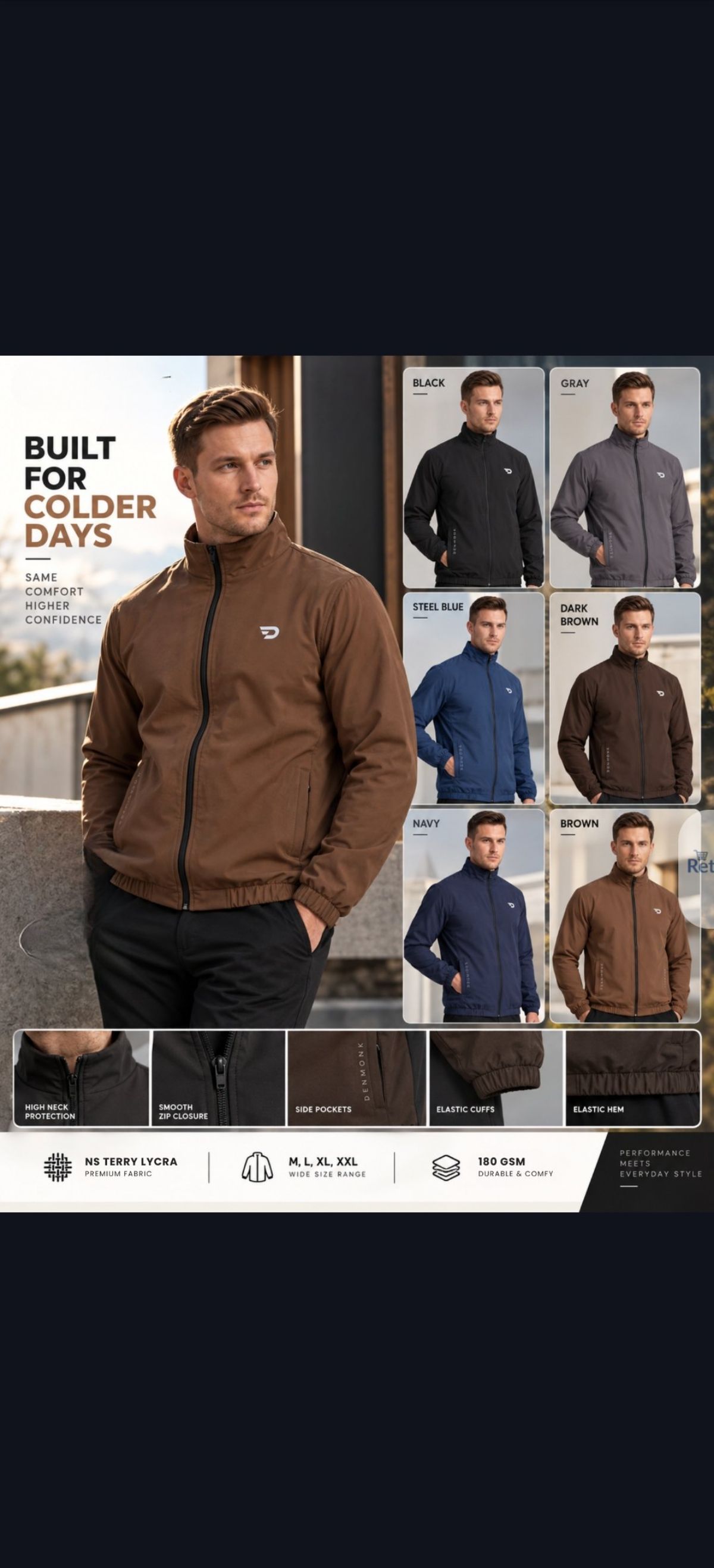 NS Terry Lycra Lightweight Jackets – Imported Quality | GSM 180-190- DnNtJ-S7-1