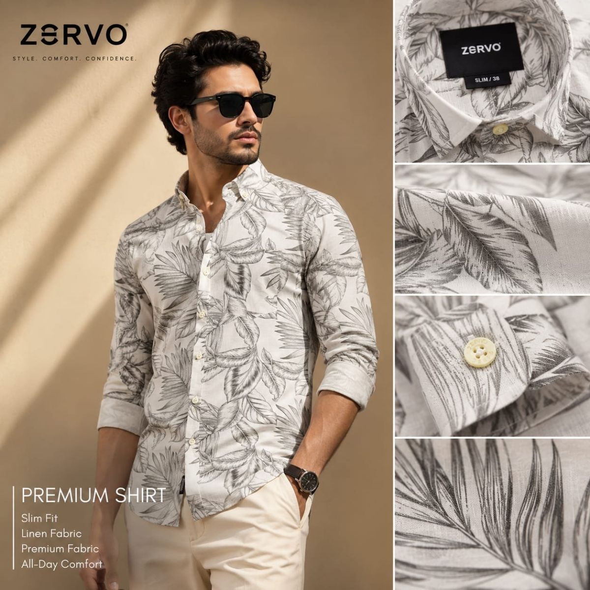 Zervo Men's Linen Printed Shirts
