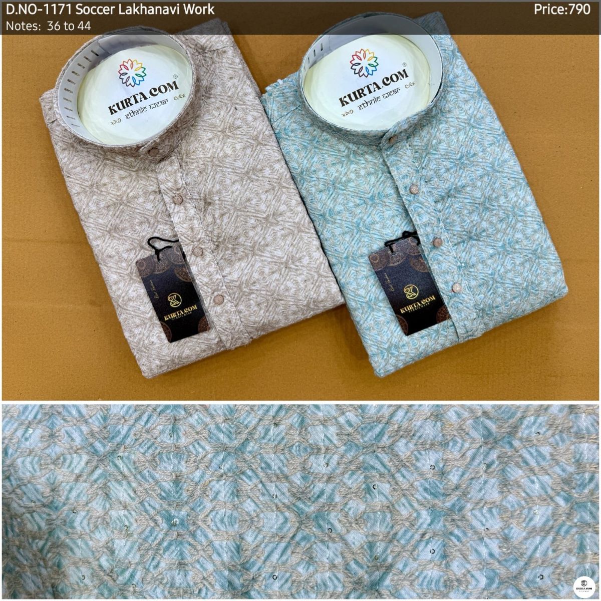 Soccer Lakhnavi Work Kurta Only-1171