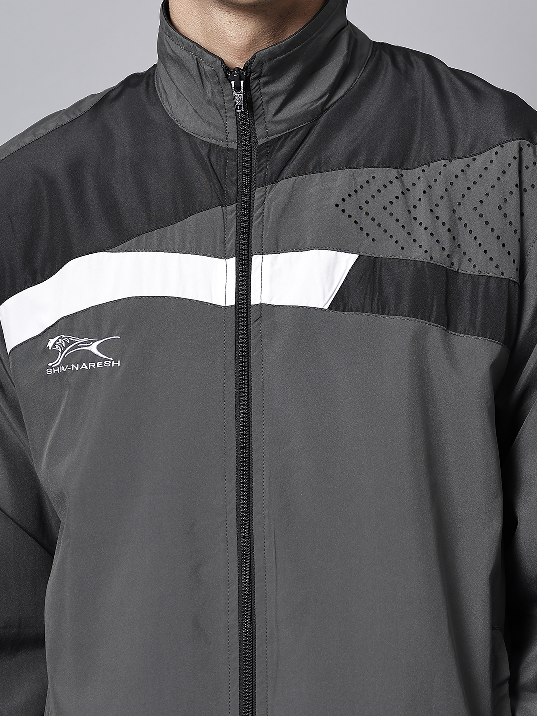 Men's Tracksuit  494A-Dark Grey/Black/White-XXL-TZ
