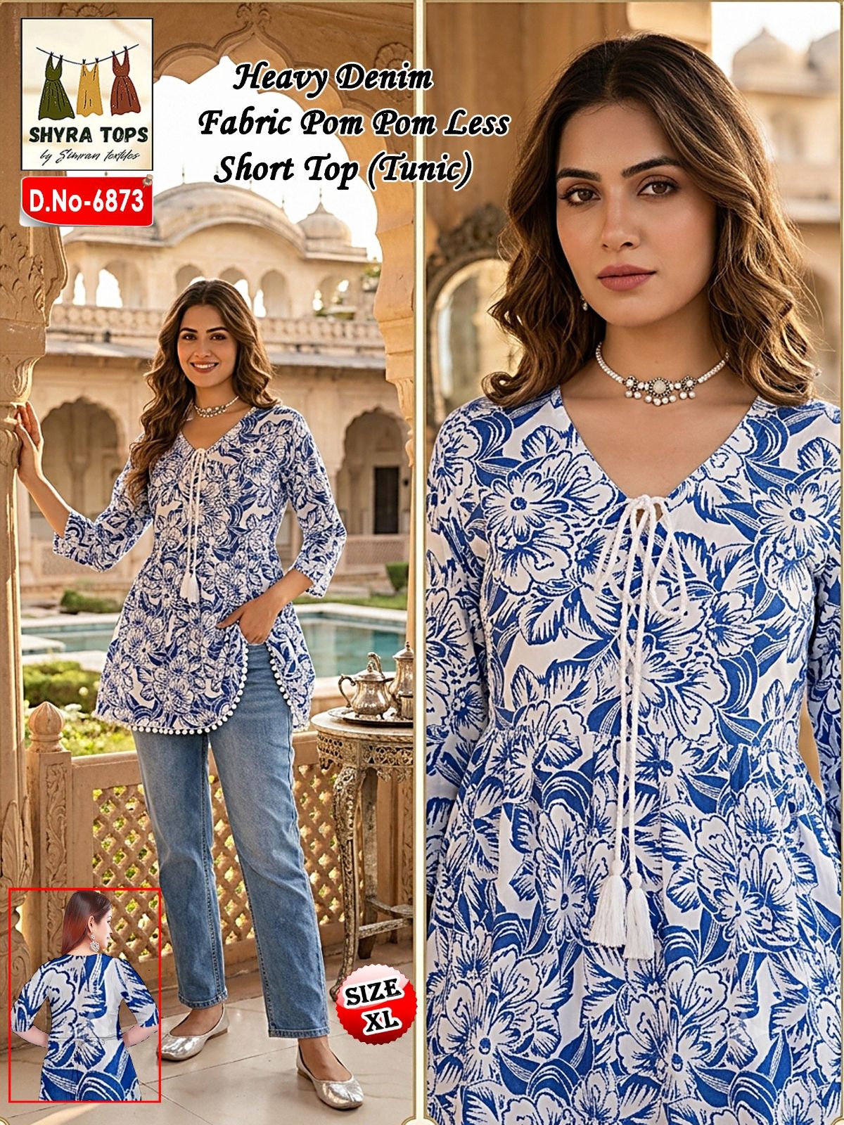 Women's Poly Cotton Short Kurti-6873