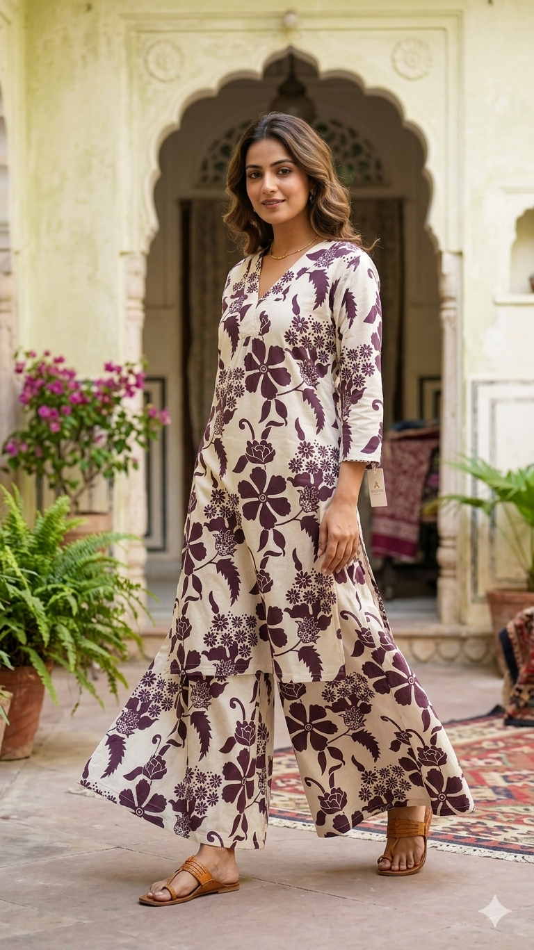 Cotton 2 piece cordset Long 45 Length
