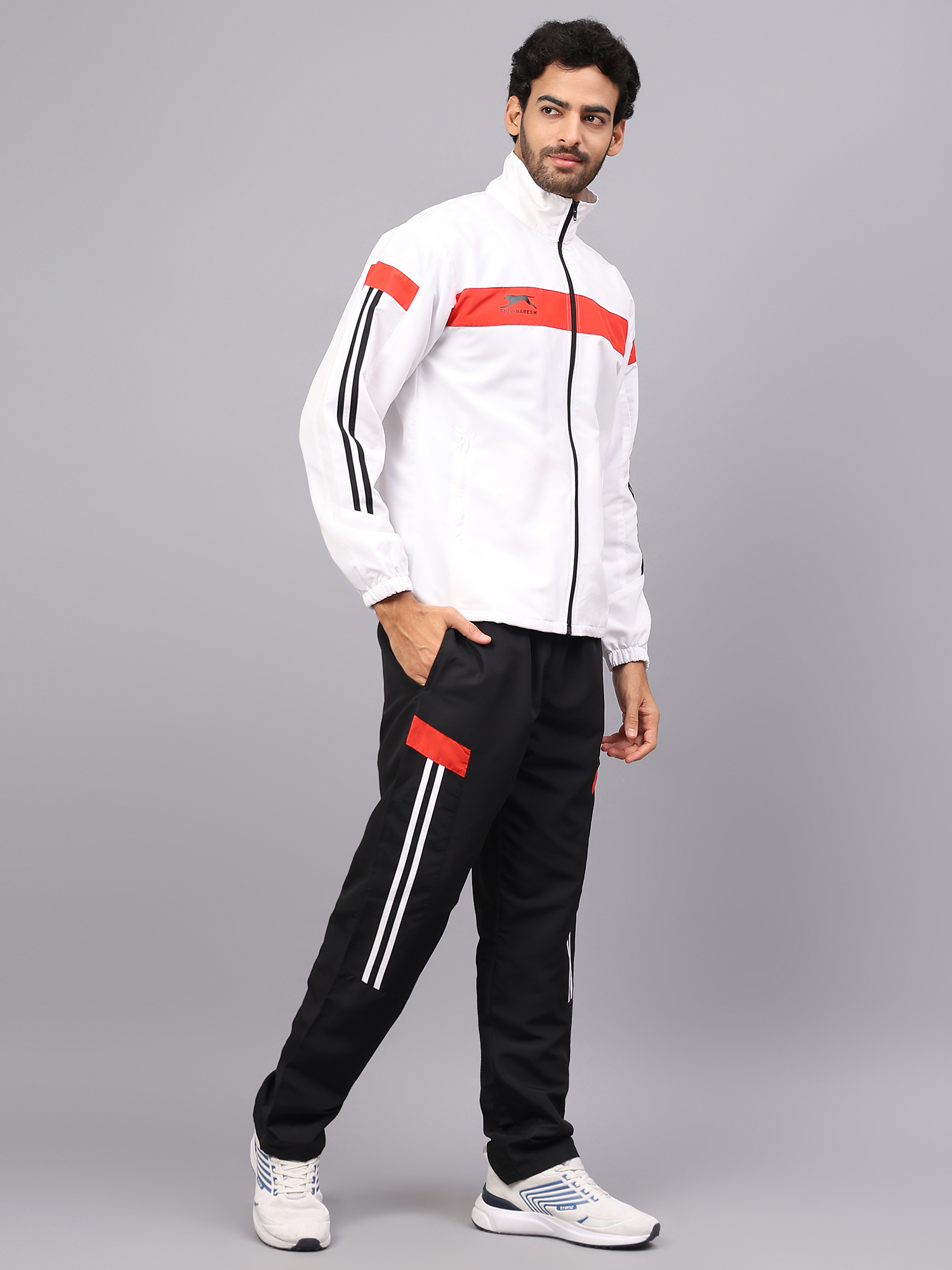 Men's Tracksuit  449B-White/Red/Black-M-TZ