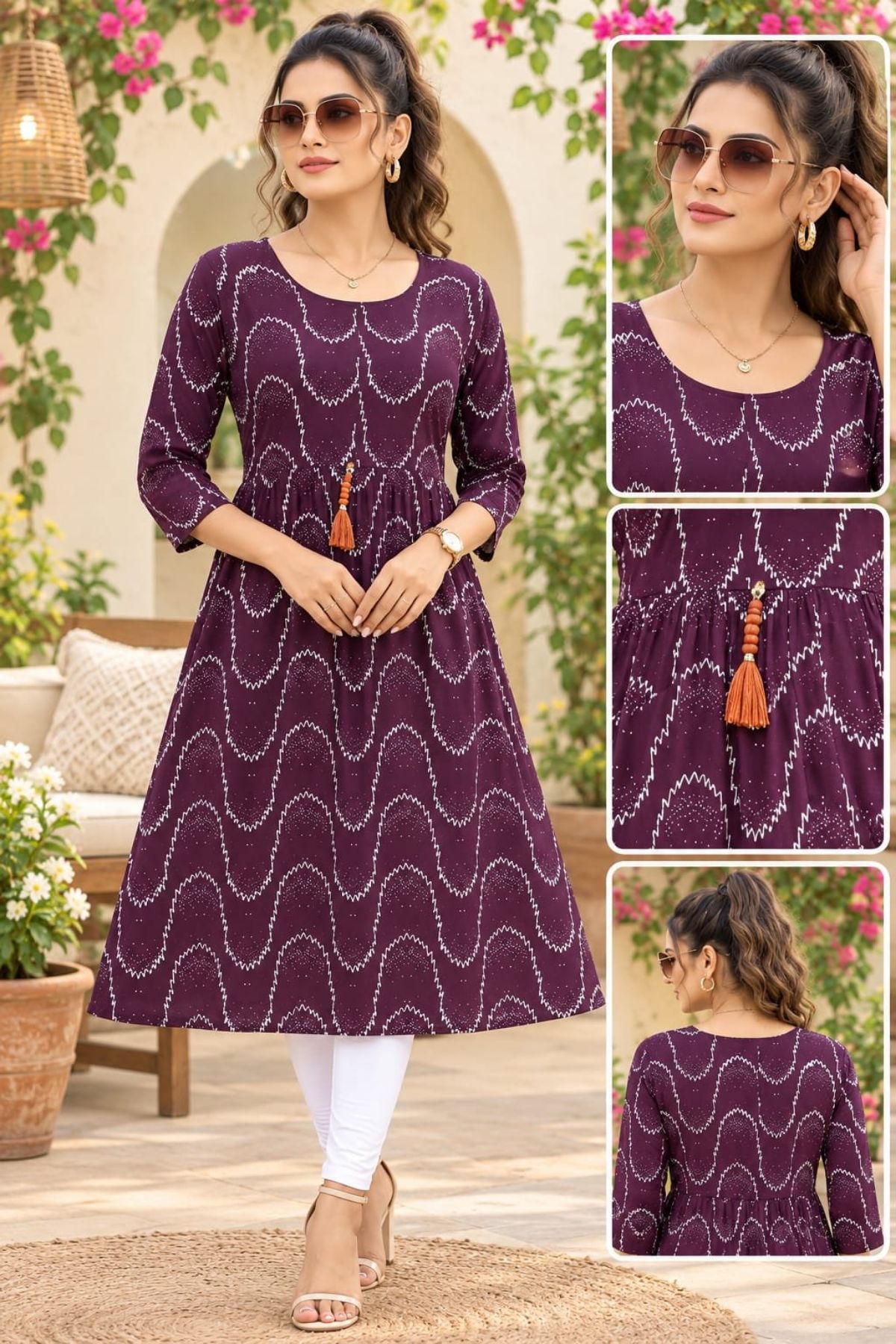 Women's Rayon Ghera Kurti