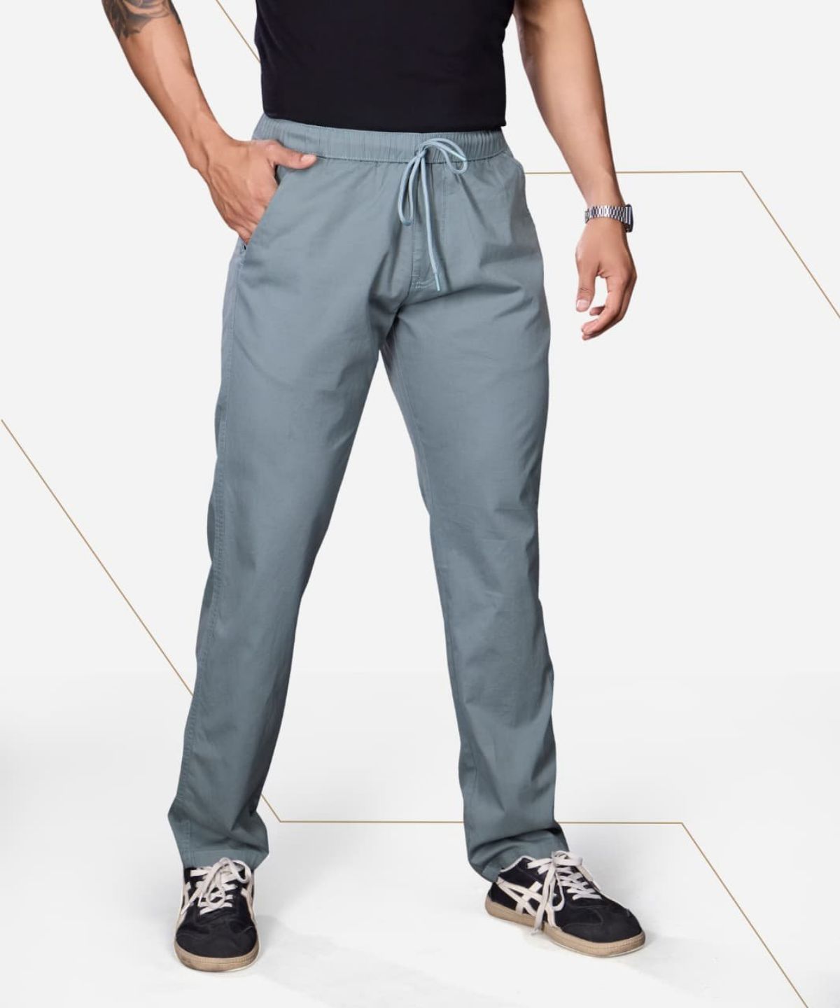 Pro-Noun Men's Lounge Wear Cotton Trackpant- D No- Cotonix-9-610-Steel Blue