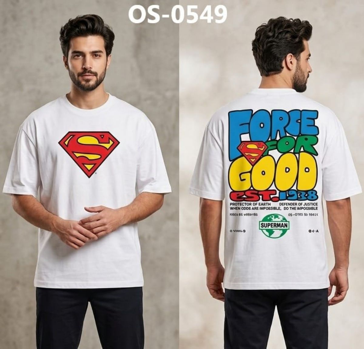 TOMHIDDLE MENS OVERSIZED PRINTED DOWN SHOULDER T-SHIRT- A4-OS-0549