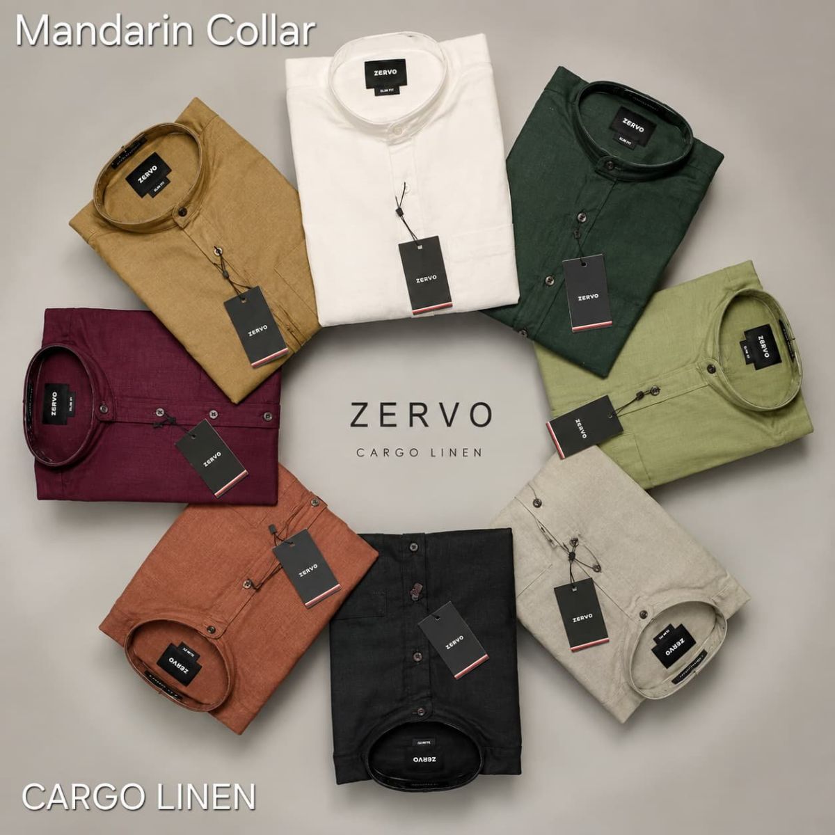 Zervo Men's Linen Plain Shirts (Mandarin Coller)