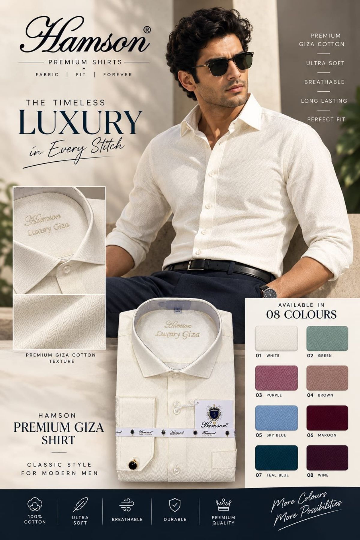 Hamson Italian Giza Cotton Designer Shirts for Men's