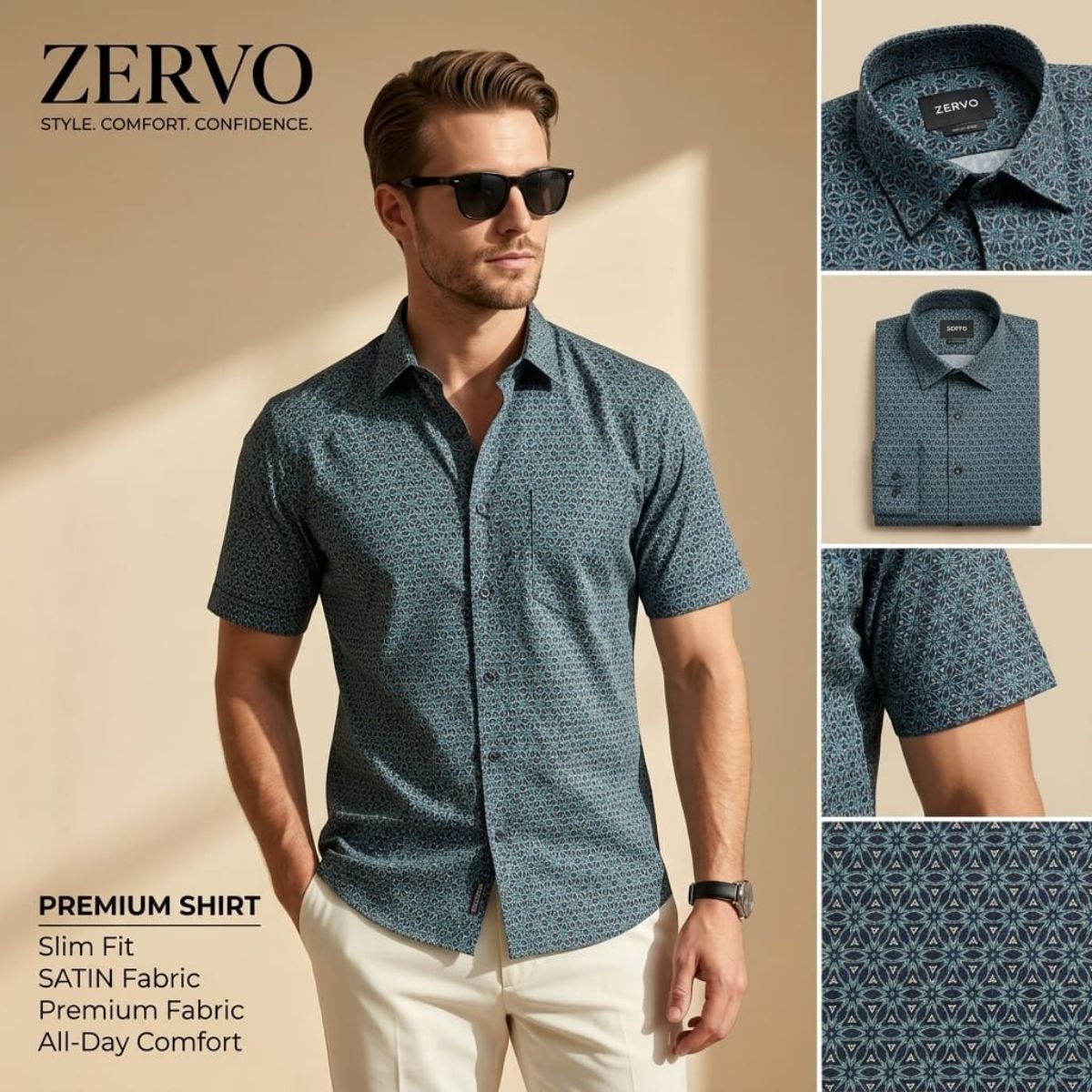 Zervo Men's Satin Printed Shirts
