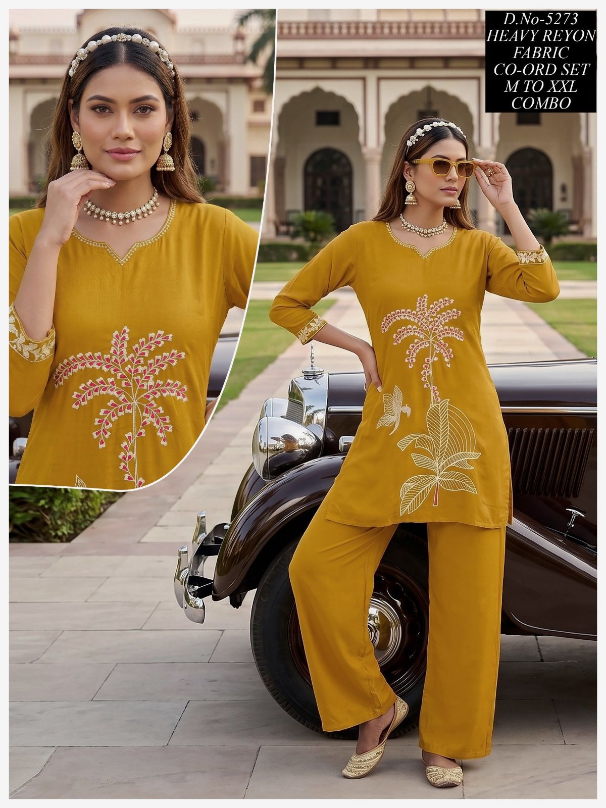 Women's Ethnic Rayon Top Bottom Co-Ord Set- 5273