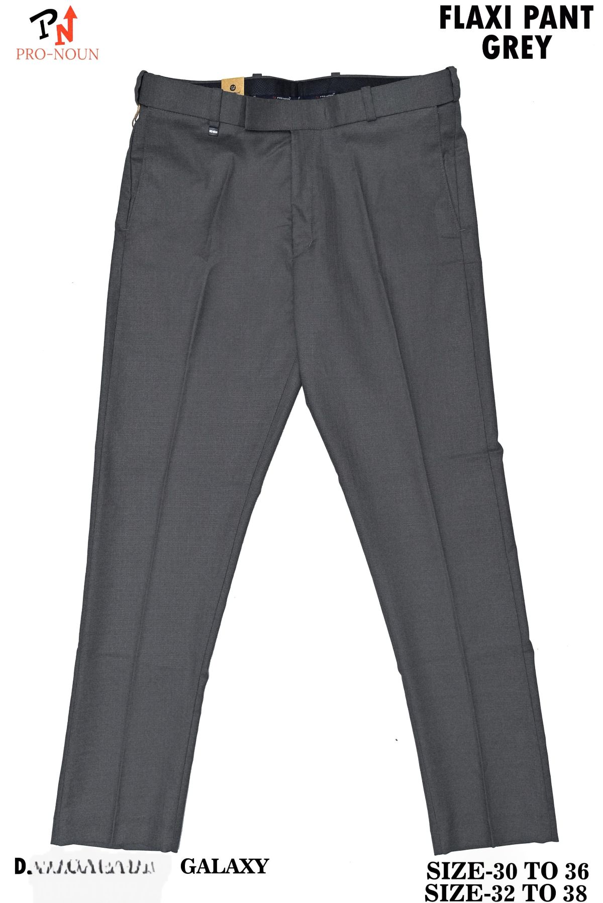 Pro-Noun Men's  Formal Trouser Pants With Adjustable belt D No- Galaxy 231-7-197 (32-38)- Grey