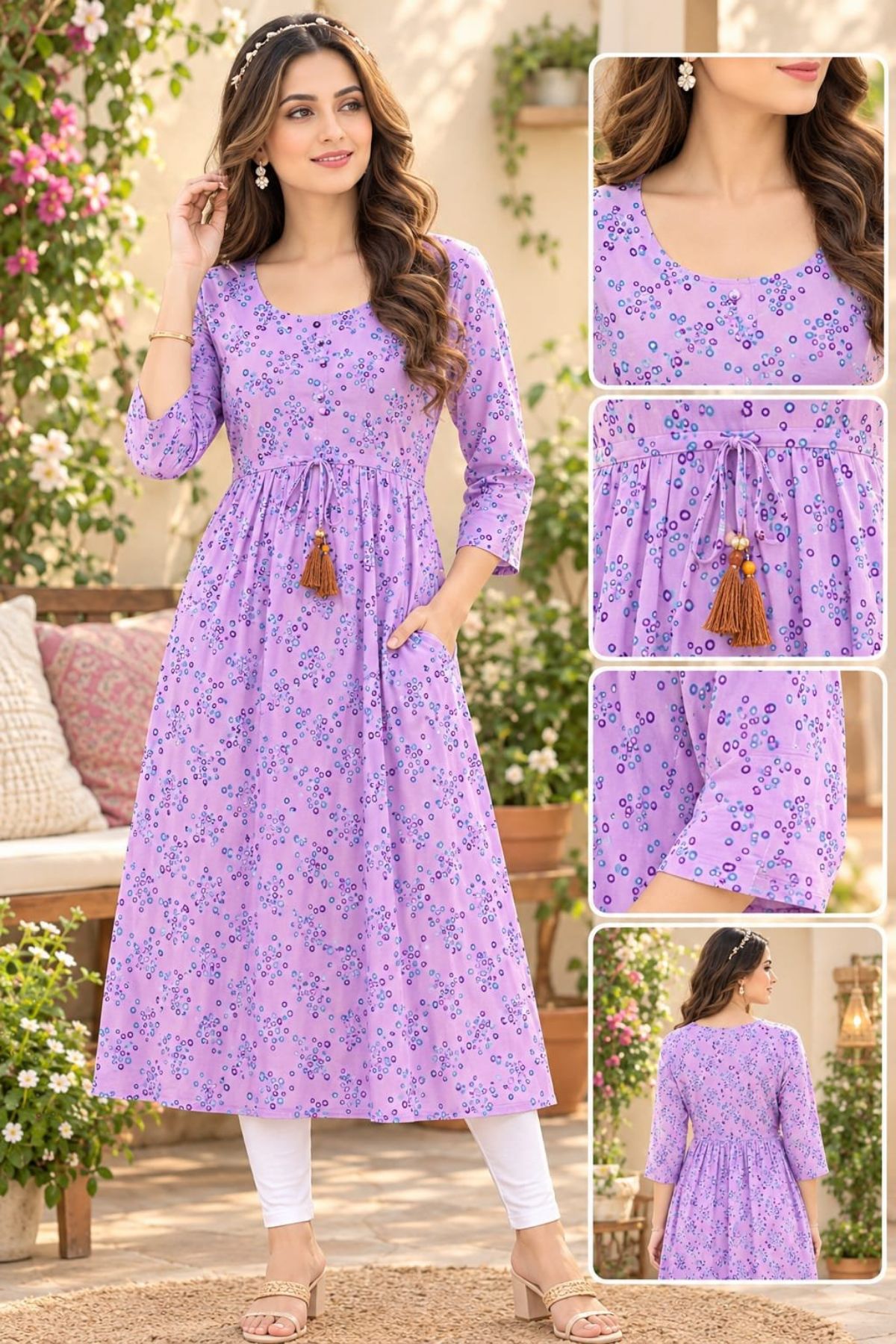 Women's Rayon Ghera Kurti