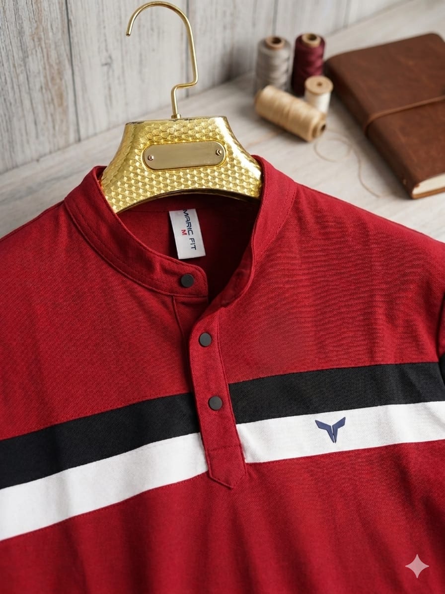 Mens Half Sleeve Henley NeckTshirt 19310