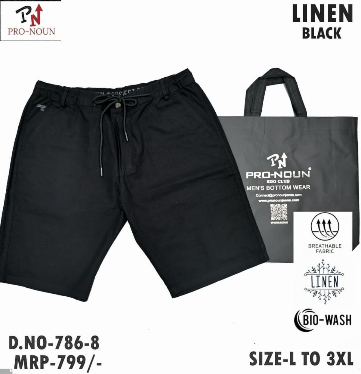 Pro-Noun Elastic Knee Length Men's Shorts - 786-8