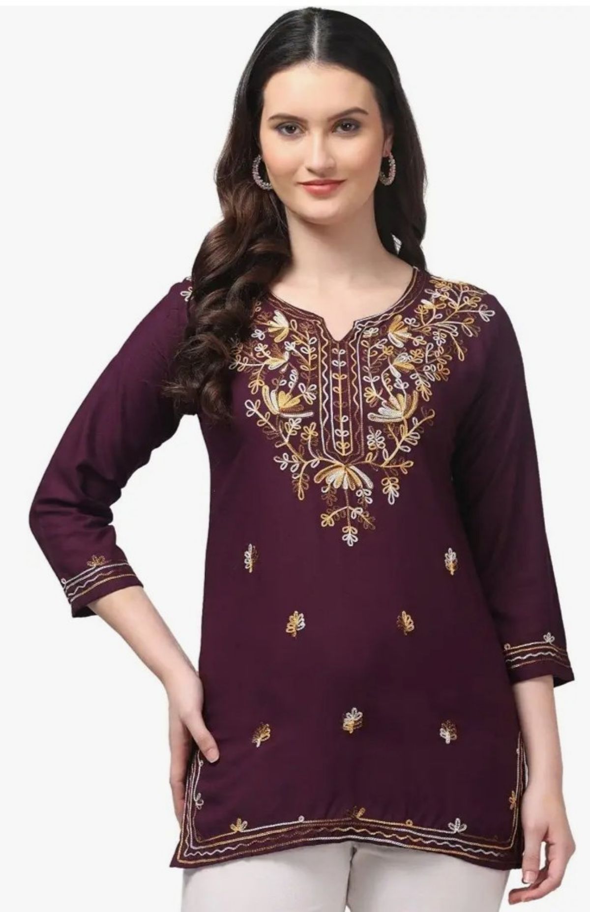 Women's Plain Short Cotton Kurta