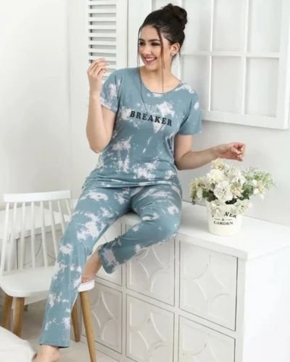 Women's Printed Cotton Night Suit