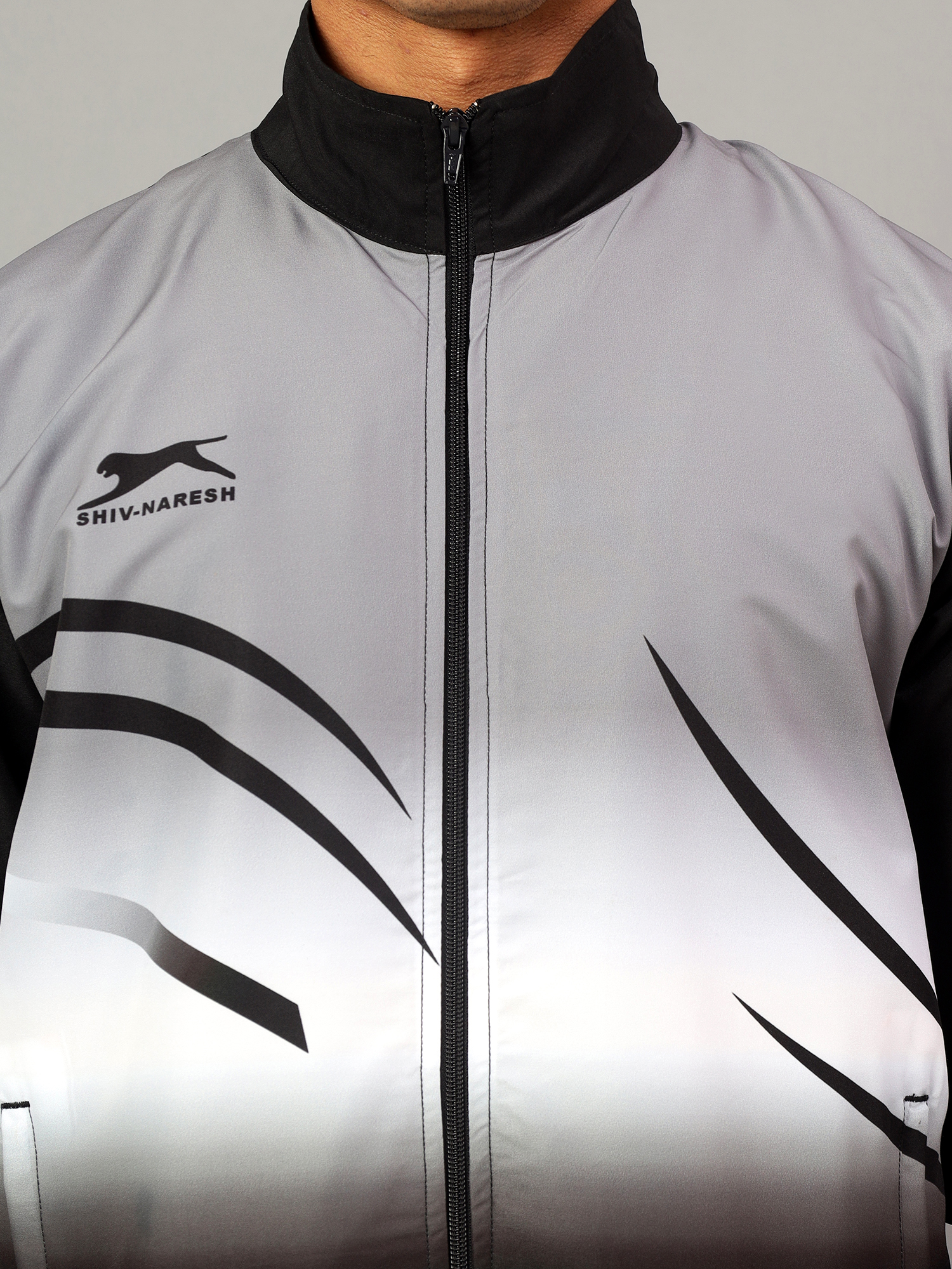 Men's Tracksuit  965-Black/Dark Grey/White-H/S-XXL-TZ