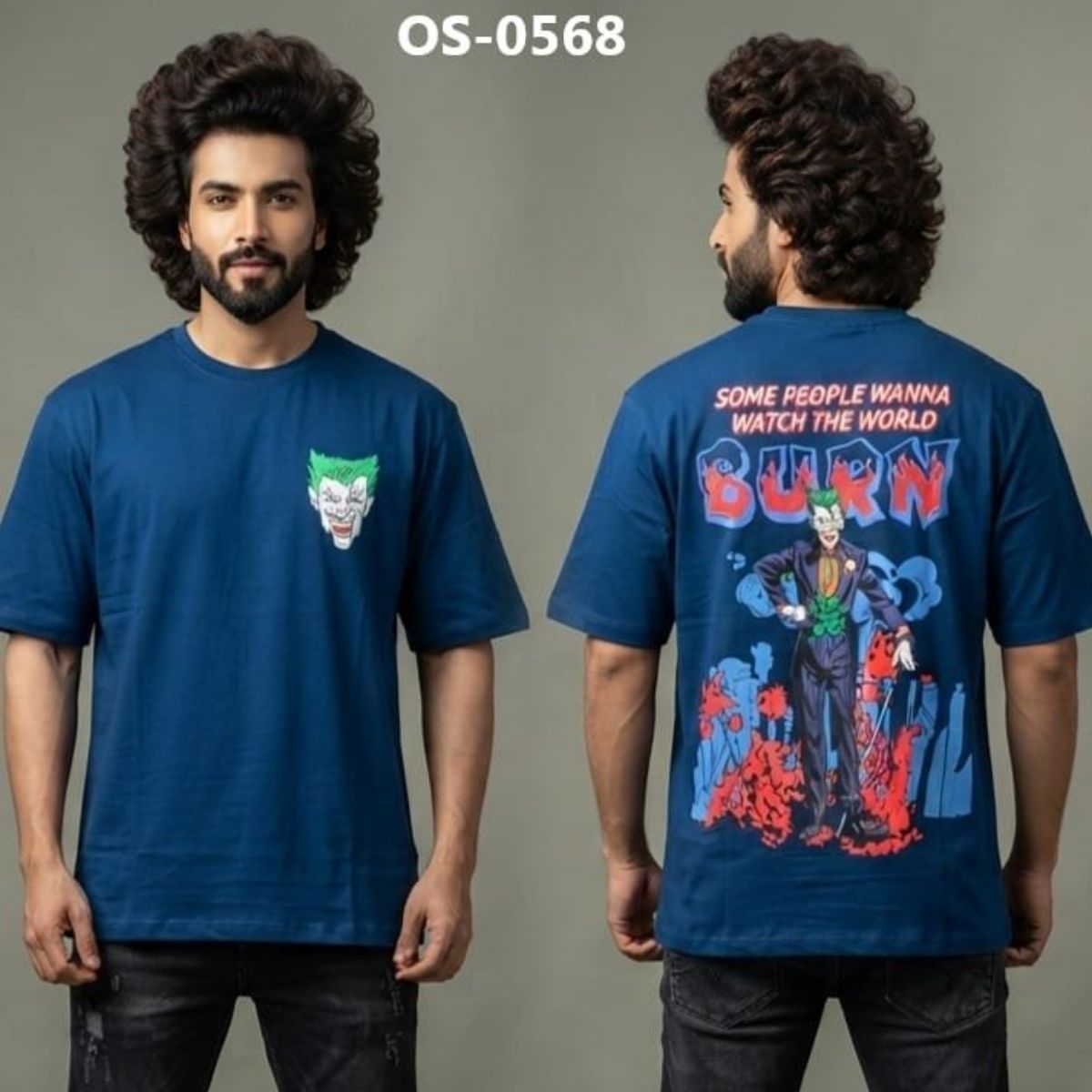 TOMHIDDLE MENS OVERSIZED PRINTED DOWN SHOULDER T-SHIRT- A4-OS-0568