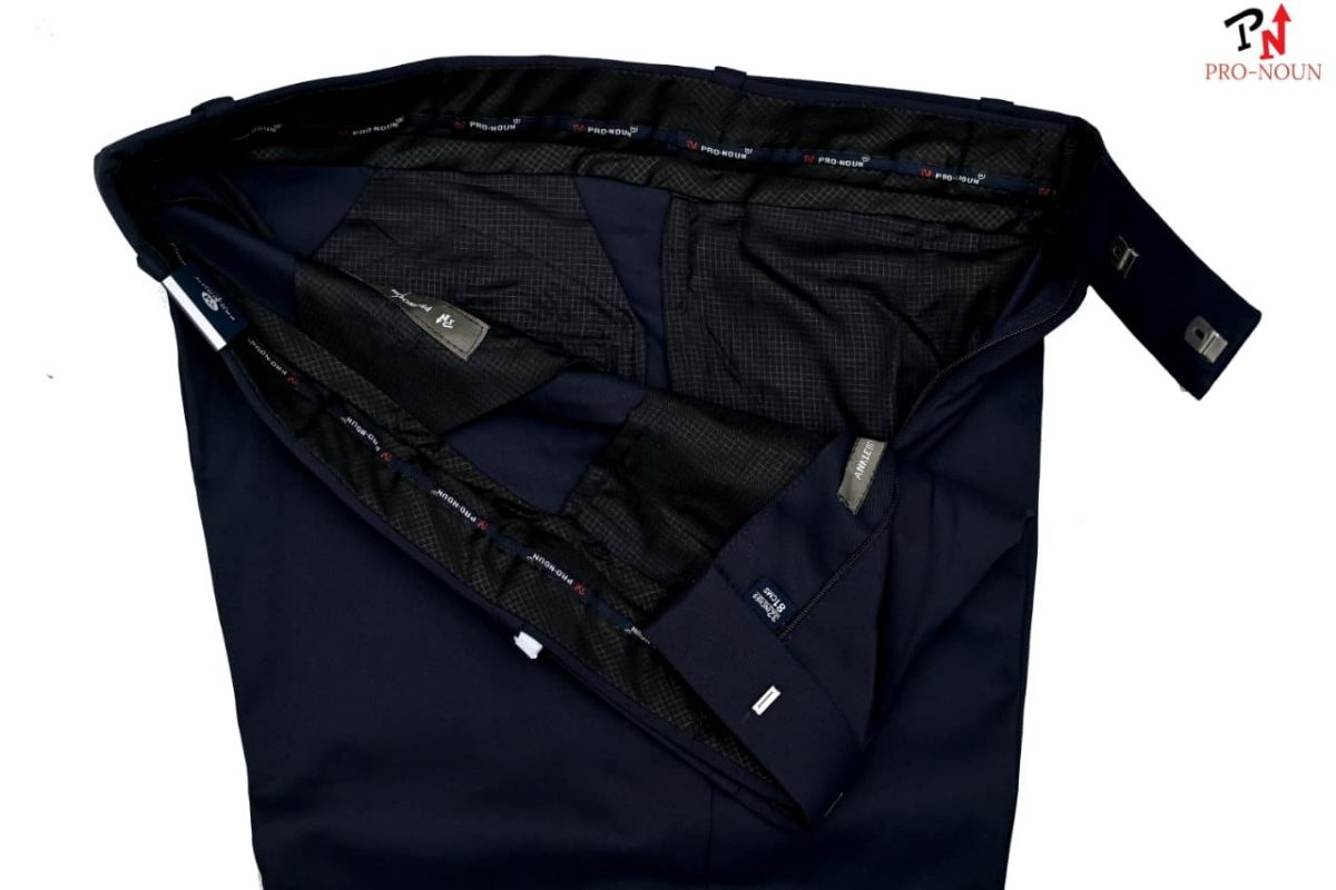 Pro-Noun Men's  Formal Trouser Pants With Adjustable belt D No- Copper Bento-(30-36)- Navy