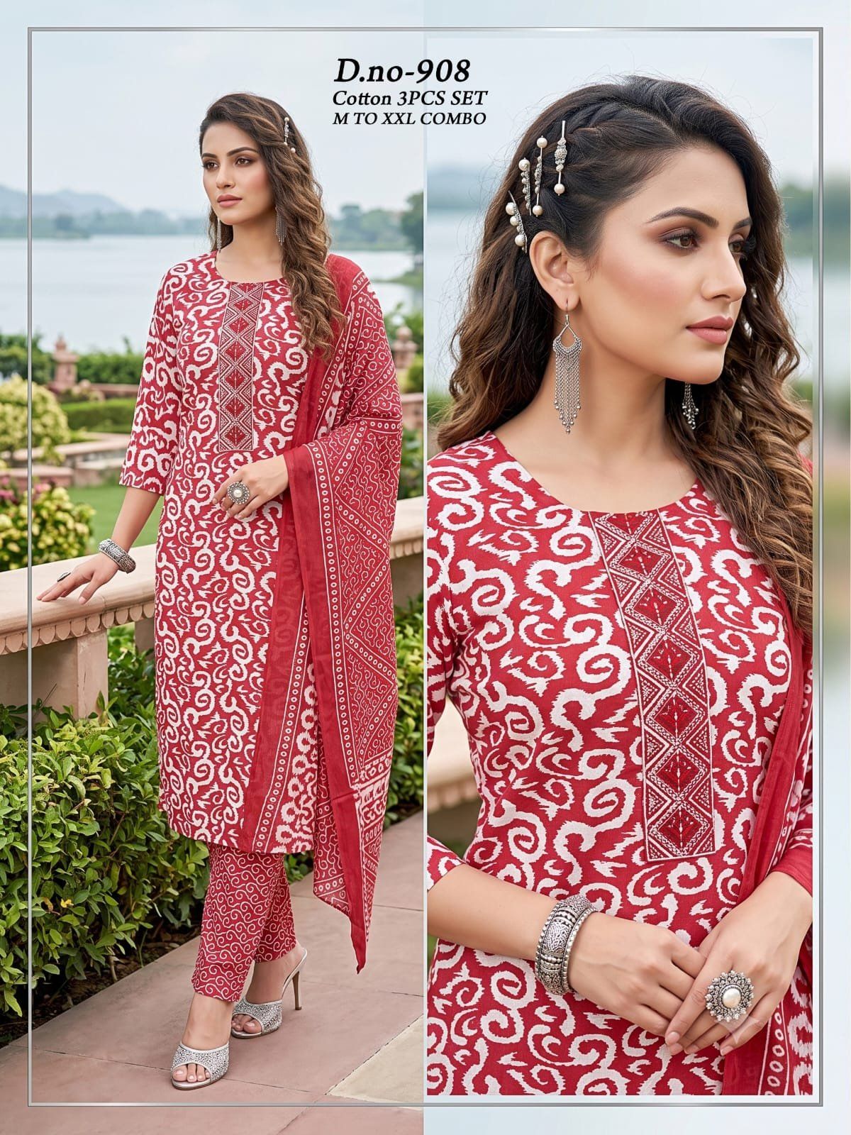 Women's Cotton 3 Pcs Set- 908