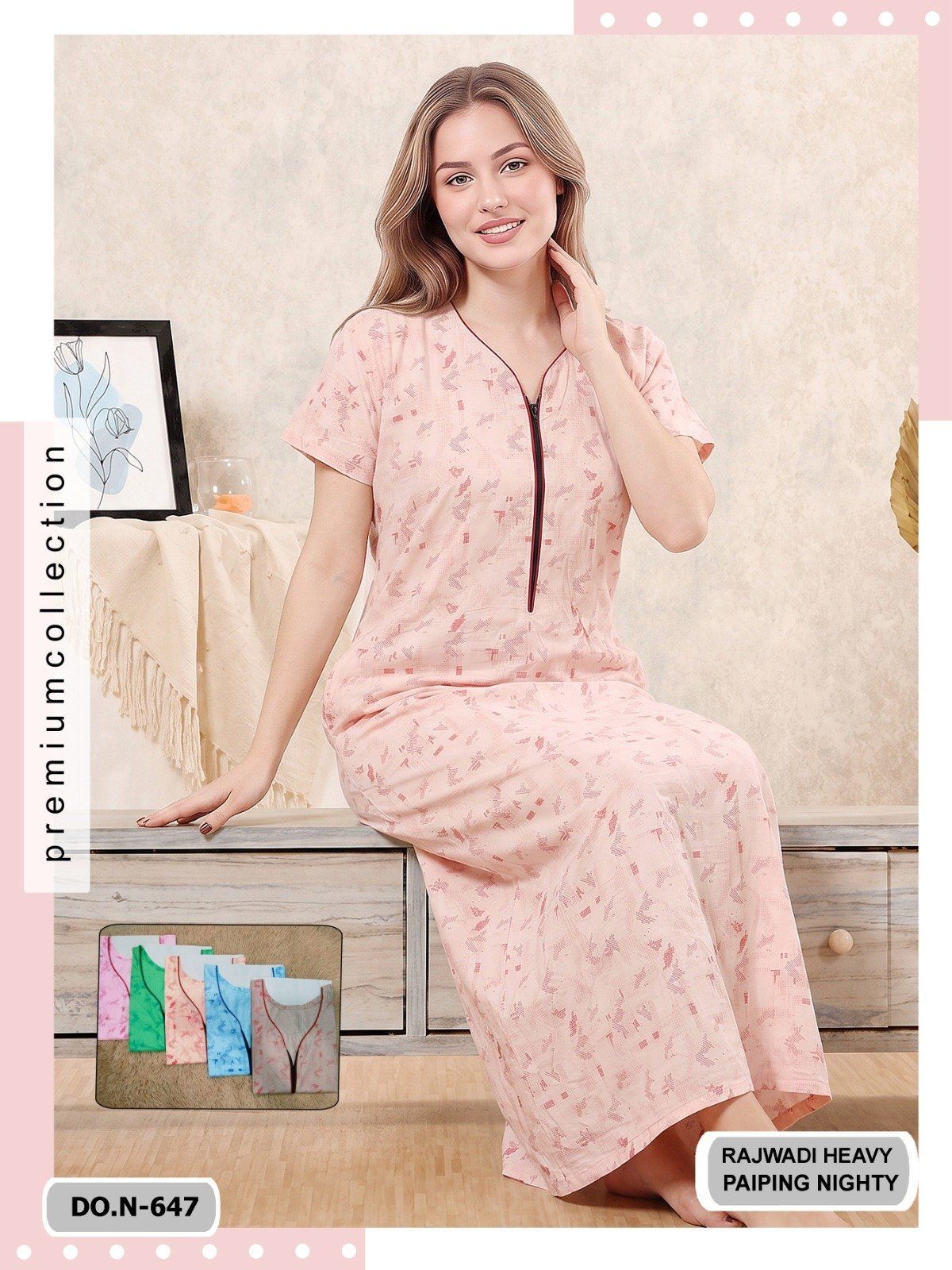 Seven Cross Women's Rajwadi Cotton Nighty D No-647