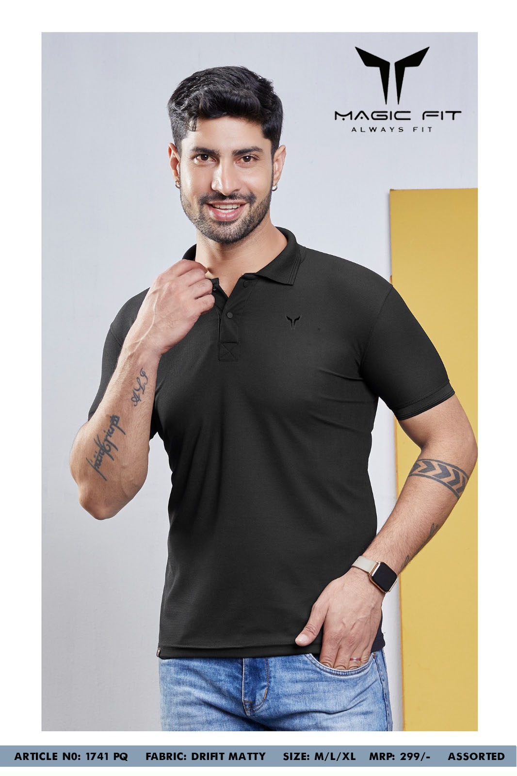 Magic fit Mens Half Sleeve Polo NeckTshirt