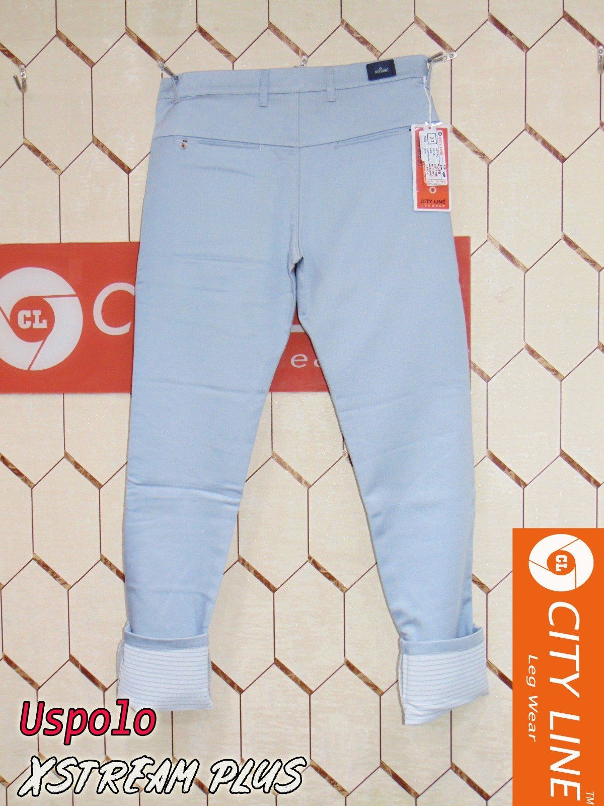 Men's cotton Knitted PostCard Sky Blue Pant- 9078