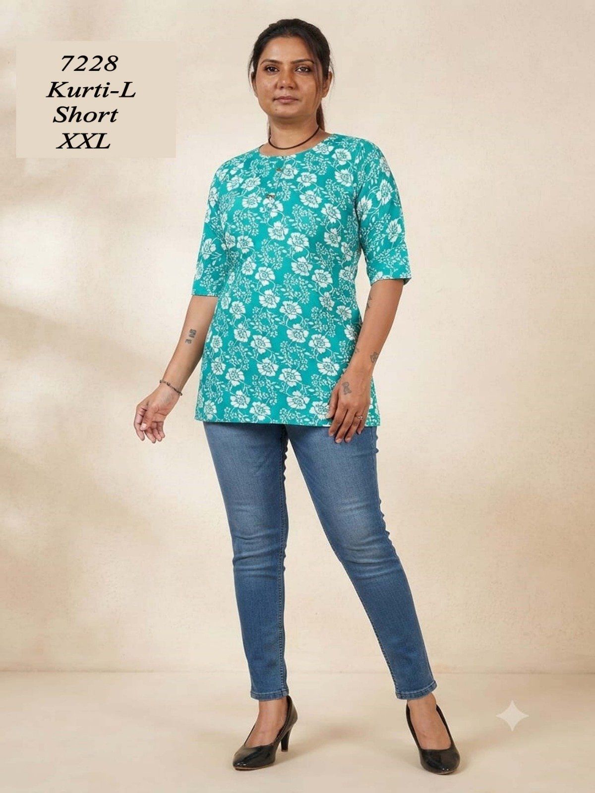 Women's Cotton Short Kurti- 7228
