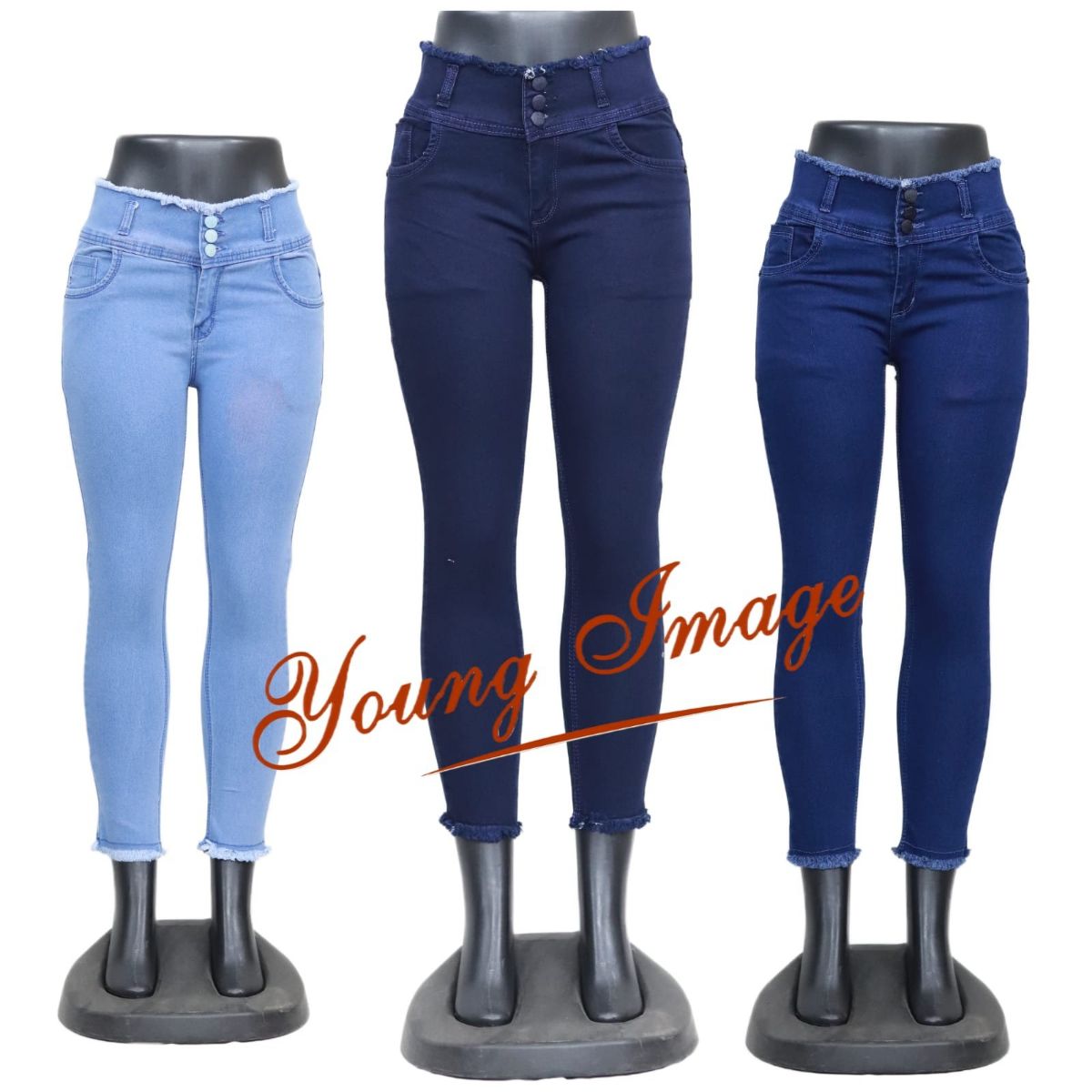 Women's 3 Button Jeans- Yi83