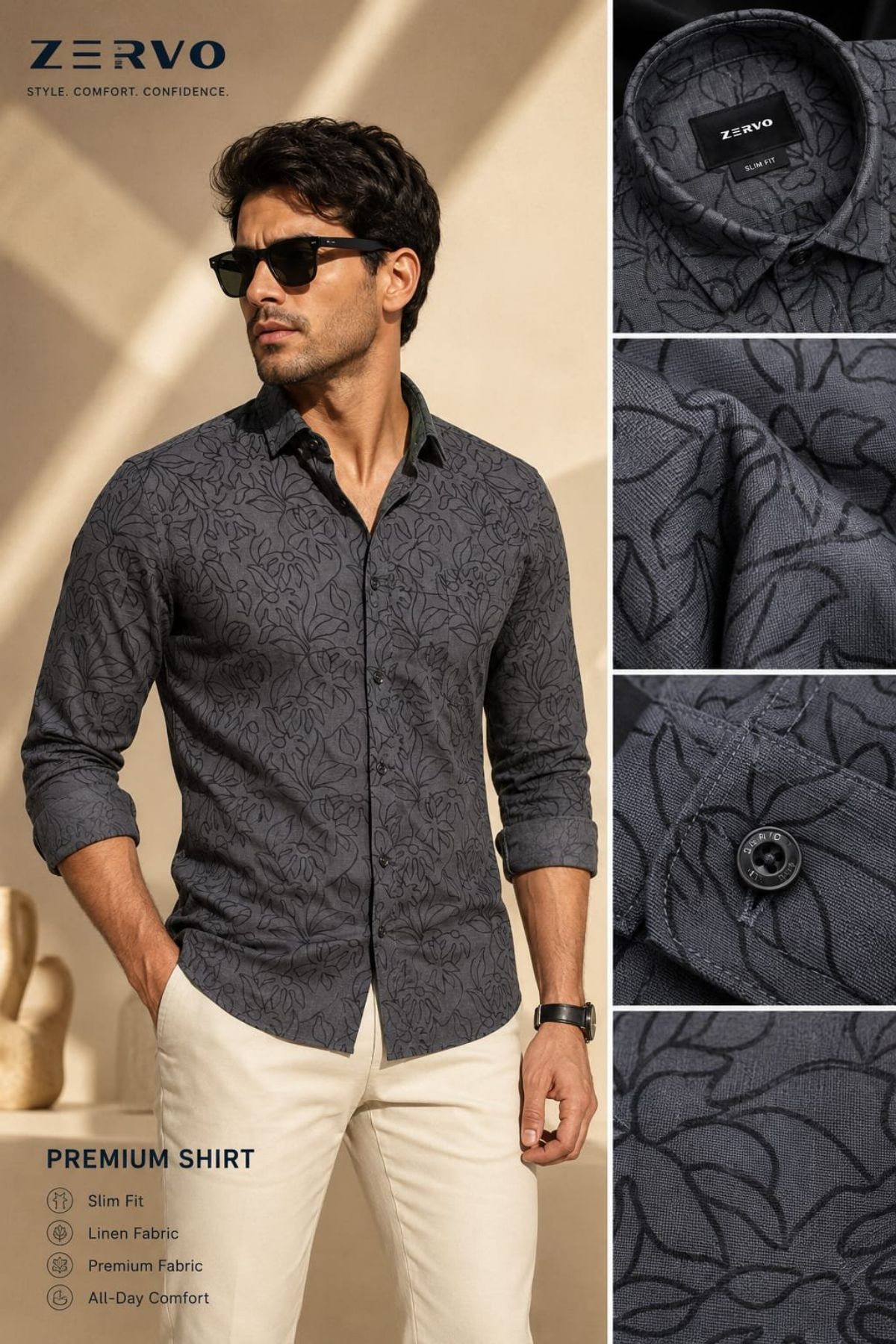 Zervo Men's Linen Printed Shirts