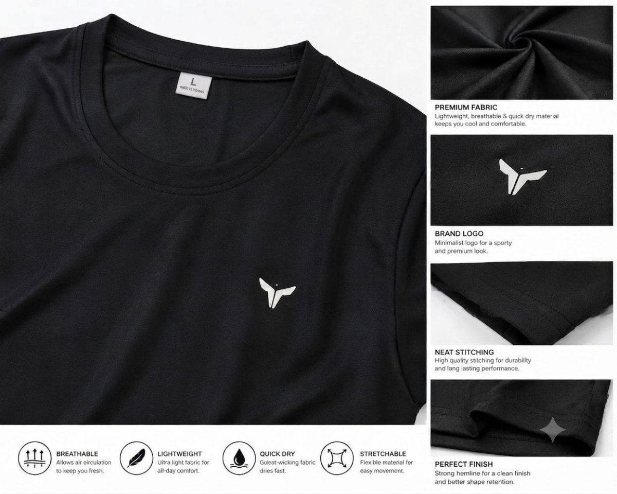 Men's Half Sleeve Black T-shirts