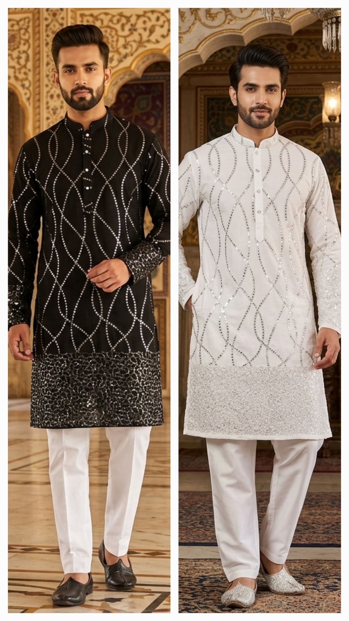 Variation Men's Ethnic Kurta Set Lachka Fabric