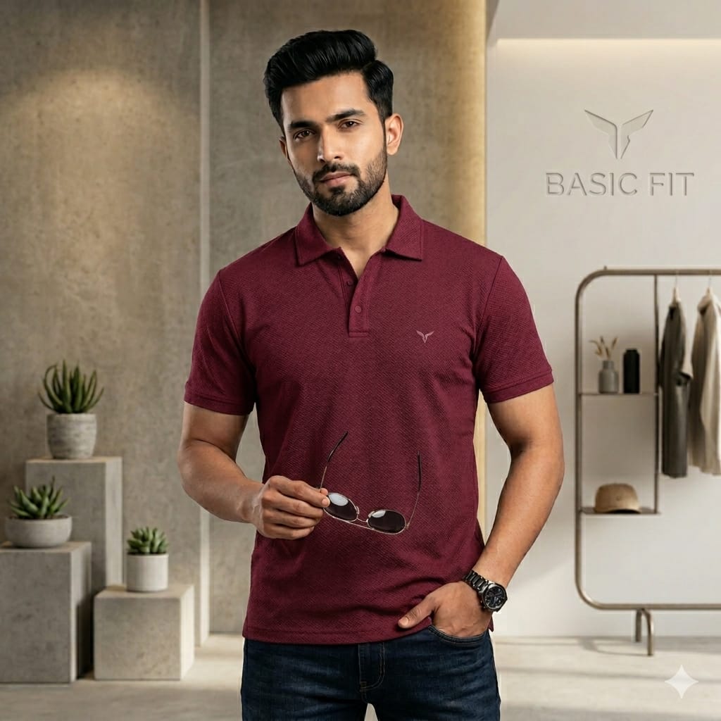 Magicfit Men's Knit Polo Collar Short Sleeve Plain T-Shirt, Assorted