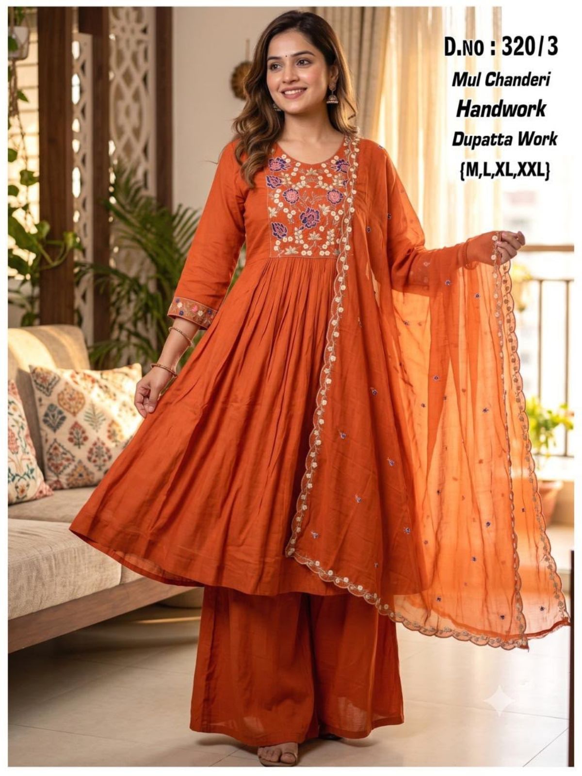 Women's Ethnic Wear Full Ghera Anarkali Frock Suit- Mulchanderi-320/3